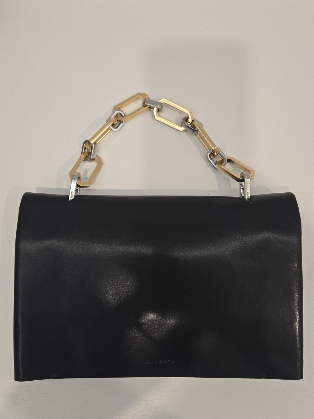 AllSaints Akira Black Leather Clutch Crossbody Bag NWOT